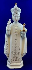 Infant of Prague Figurine Jesus Porcelain Statue Holland Handmade 1940s Guilded - Picture 1 of 8