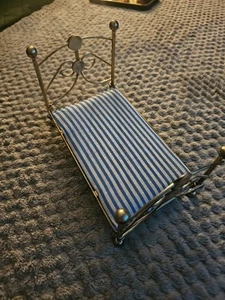 Brass Doll Bed 6.5” X 4” With Mattress - Picture 1 of 6
