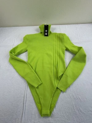 Adidas Ivy Park Bodysuit Womens Med Neon Green Knit Ribbed Turtle Neck Beyonce - Image 1 of 4