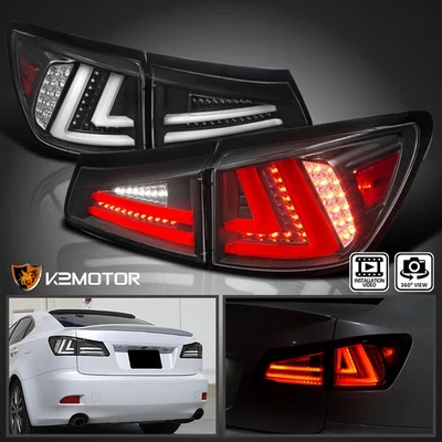 Black Fits 2006-2008 Lexus IS250 IS350 08-13 IS F LED Tail Lights Brake Lamps - Imagem 1 de 4