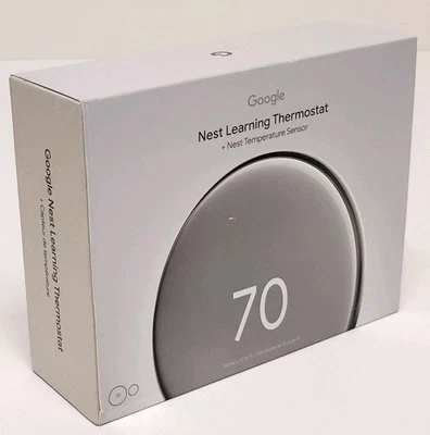 Google Nest Learning Thermostat 4th gen w/Temp Sensor 2nd gen Polished Silver - Image 1 of 3