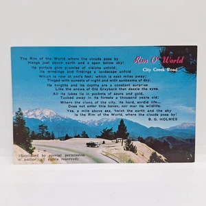 Poema City Creek Highway Road Rim Of the World de B. G. Holmes postal de colección CA - Imagen 1 de 3