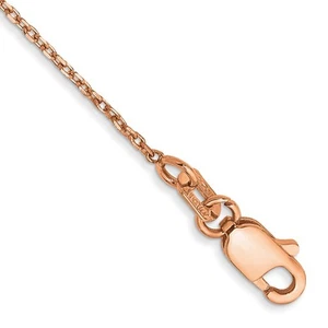 Cable de oro rosa de 14 quilates de 1,10 mm corte diamante con broche de langosta cadena tobillera 10" - Imagen 1 de 2