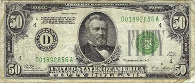 $50 1928-A Small Size Federal Reserve Note 2101-D - Image 1 of 2