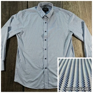 Kenneth Cole Awearness bügelfreies Slim Fit gestreiftes Hemd mit Knopfleiste - Bild 1 von 10