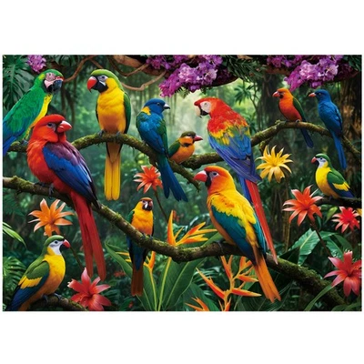 Jungle Parrots 1000 Piece Jigsaw Puzzle with Letters on Back for Adults - Image 1 of 4