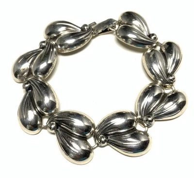 Brazalete de cadena de flores 925 de plata de ley Danecraft de 5,5 pulgadas KM64 Foto 1 de 4