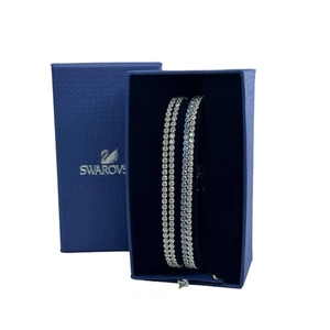 Swarovski Set Sottili Cristalli Trasparenti e Blu Argento Bracciali Regolabili - Foto 1 di 6