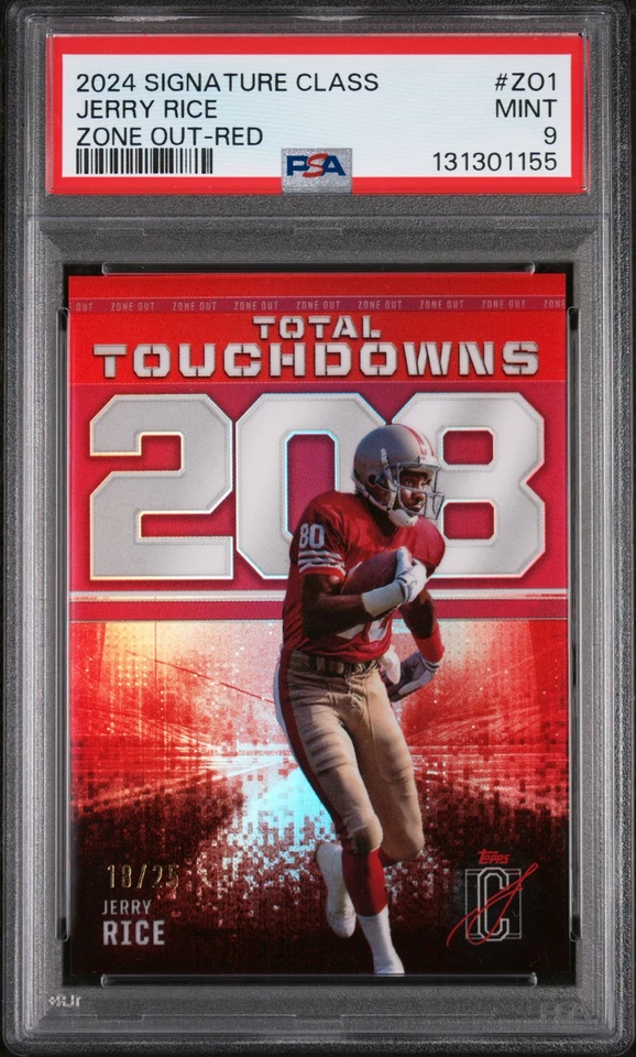 2024 Topps Signature Class Jerry Rice #18/25 PSA Vermelho 9 Perfeito Pop 1! Zone Out ZO-1 - Imagem 1 de 2