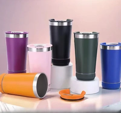 Portable Water Bottle Cup with Wireless Bluetooth Speaker Stainless Steel 16oz - Image 1 of 4