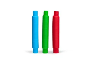 Plastic Sensory Pop Tube Fidget Toys | Set of 3 | Blue, Red, Green - Picture 1 of 7