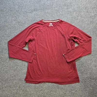 REI Co Op Топ женщин средний красный длинным рукавом эластичной основание слой ворота открытый - Изображение 1 из 4