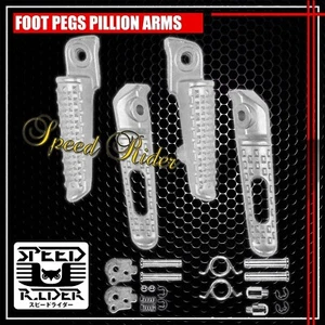 SILVER FRONT+REAR FOOT PEG FOOTREST RIDER DRIVER SET 03-16 HONDA CBR 600/1000/CB - Picture 1 of 1