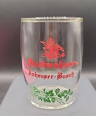 Vintage Anheuser-Busch Budweiser Beer Small Barrel Tasting Glasses  4 Oz - Image 1 of 2