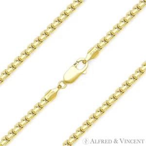 1,5 mm Runde Box Link 0,925 Sterlingsilber 14k gelb vergoldete Kette Halskette - Bild 1 von 2