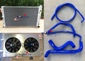 Aluminum radiator + shroud + fan +Blue hose for Commodore VZ LS1 LS2 SS V8 04-06 - Picture 1 of 12