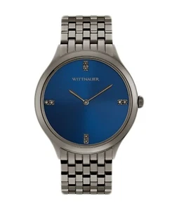 WITTNAUER QUARTZ WN3100 MEN'S BLACK TIE WATCH Diamond Sapphire Crystal - Picture 1 of 4