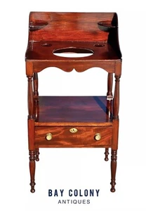 Antique Sheraton Mahogany Washstand / End Table with Drawer - Picture 1 of 18