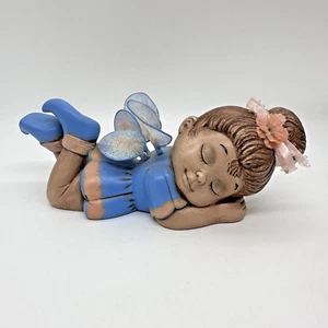 Large 8” Ceramic Pixie Angel Dark Skin Girl Child Elf Shoes Wings Vintage ‘94 - Picture 1 of 17