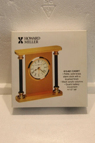 Vintage Howard Miller Casey Alarm Clock Petite Solid Brass Model 613-621 New IOB Cover