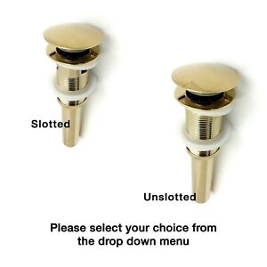 Basin Waste Click-Clack Slotted Unslotted Dome Brass Sink Pop Up Plug Push