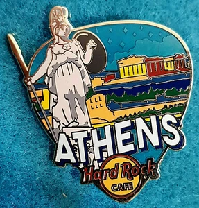 ATHENS GREETINGS FROM ACROPOLIS PARTHENON ATHENA GUITAR PICK Hard Rock Cafe PIN - Picture 1 of 1
