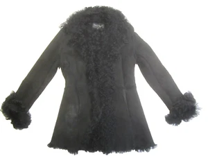 Vent Couvert Sheepskin Shearling Coat Fur Raw Edge Trim Accents sz 3 Rare - Picture 1 of 17
