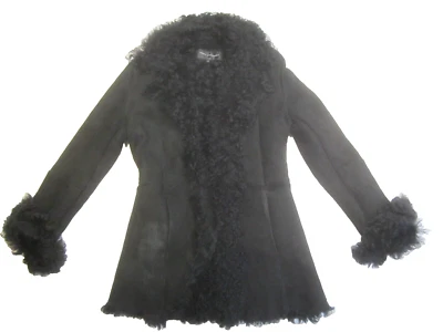 Vent Couvert Sheepskin Shearling Coat Fur Raw Edge Trim Accents sz 3 Rare - Image 1 of 4