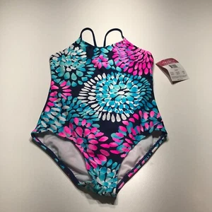 Kanu Surf Swimsuit Girls Youth Sz 14 Daisy Multicolor One Piece Regular Cut NWT - Picture 1 of 13