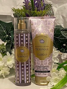 2 Pc Bath & Body Works Whipped BERRY Meringue Fragrance Mist & Body Cream RARE - Picture 1 of 4