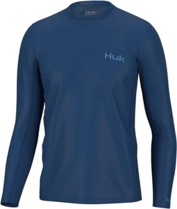 Men's HUK Icon X Long Sleeve Fishing Shirt Blue Size XLarge MSRP $50.00 - Picture 1 of 13