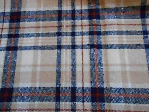 NEW Pendleton Navy/White/Tan w/Rust Stripe Plaid Wool Fabric 3 yd x 60" - Picture 1 of 4
