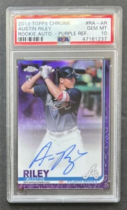 2019 Topps Chrome AUSTIN RILEY Auto Purple Refractor /250 Rookie RC PSA 10 - Picture 1 of 2