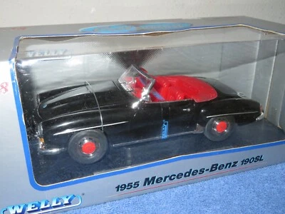 1955 MERCEDES-BENZ  190SL BLACK  1:18 WELLY  OPENING HOOD, DOORS & TRUNK - Image 1 of 4