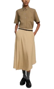 Theory Womens Silk Georgette Skirt Size 0 Tan Lined Trendy Asymmetric Rich Girl - Picture 1 of 11