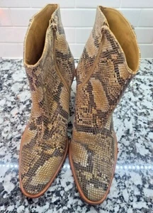 Free People Barclay Snakeskin Print Heeled Ankle Booties Women's EU41 US10.5 EUC - Picture 1 of 10
