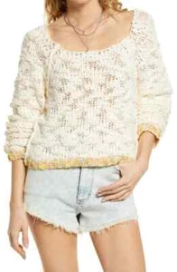 Free People West Palm Pullover Loose Knit Chunky Ivory Sweater Size XS - Picture 1 of 11