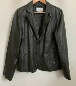 Worthington Jacket Brown Lambskin Leather Collared Buttons Pockets Lined Size L - Picture 1 of 9