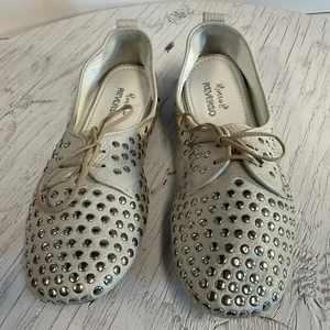 Rocco P Reverso Size US 8 Eur 38.5 VTG Gray Leather Studded Shoe 2948 - Picture 1 of 24