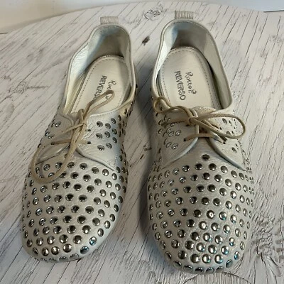 Rocco P Reverso Size US 8 Eur 38.5 VTG Gray Leather Studded Shoe 2948 - Image 1 of 4