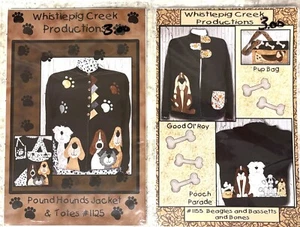 2 Stück Applikationsmuster Hunde Taschen & Sweatshirt Whistlepig Creek Neu - Bild 1 von 2