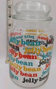 Vintage 1980s Glass Candy Jar Jelly Bean Graphics Container 7" - Picture 1 of 5