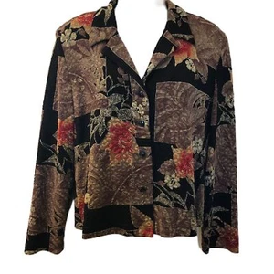 Coldwater Creek Women's Floral Button Down Collared Shirt Petite Small V-Neck - Picture 1 of 7
