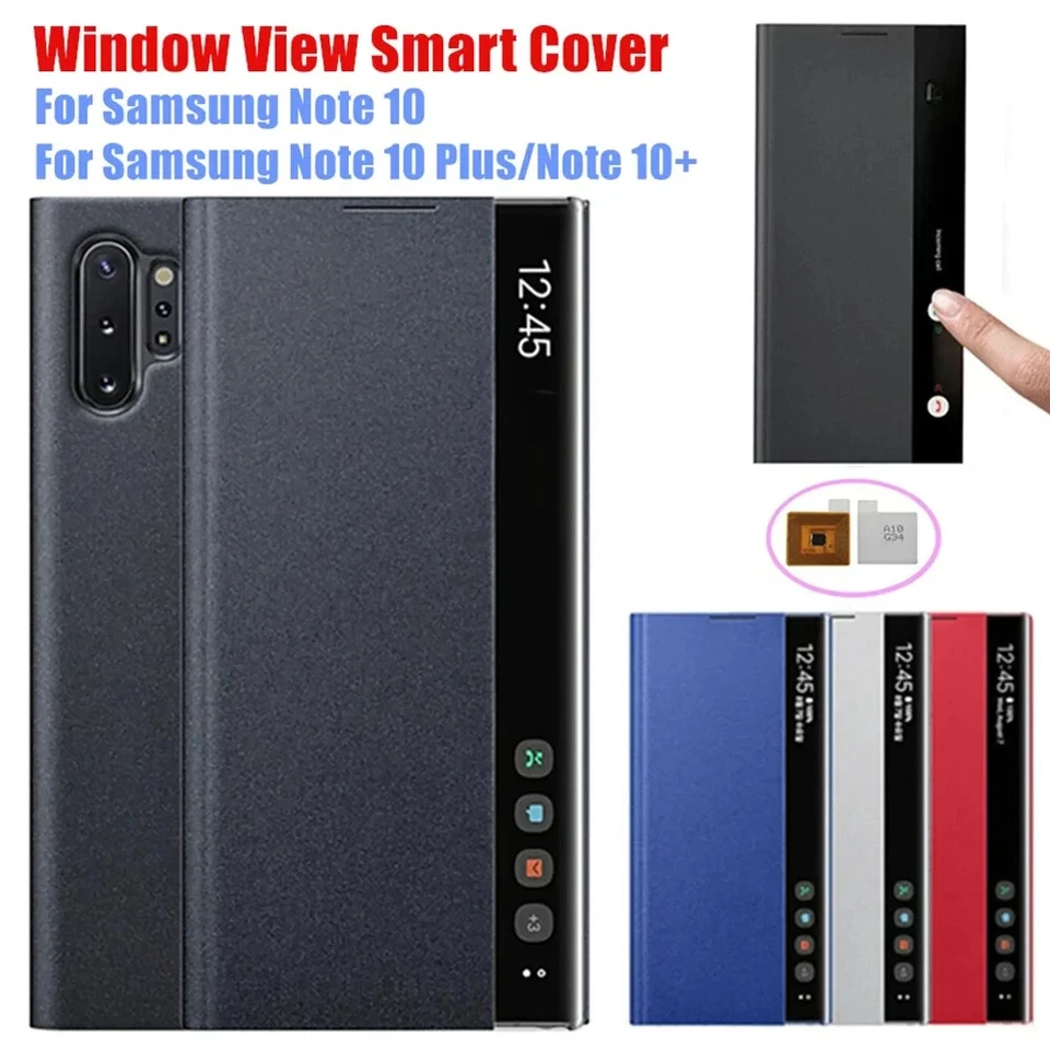 For Samsung Galaxy Note 10Plus/Note10 Wake Up Leather Case Flip Cover Smart Chip - Image 1 of 4
