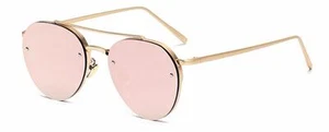 86025 C4 AVIATION FASHION SUNGLASSES METAL GOLD FRAME PINK MIRROR LENS - Picture 1 of 3