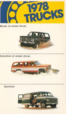 Lot of four 1978 Chevrolet Trucks Promo Postcards-Blazer, Suburban, Stepside - Image 1 of 4
