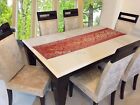 Indian Brocade Coffee Table Runner Jacquard Red Elephant Long Dining Table Cover