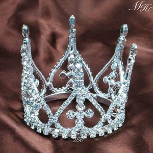 Mini Round Bridal Crowns Wedding Tiaras Rhinestones Crystal Prom Party Costumes - Picture 1 of 6