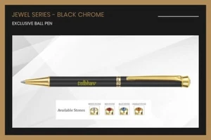 Pierre Cardin Cristal Black Chrome Ball Point Pen GT Blue Ink Crystal on Top Nib - Picture 1 of 6