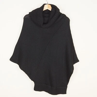 Jigsaw Turtleneck Cowl Thick Sleeveless Sweater Black Wool Blend Womens Sz OS - Image 1 of 4